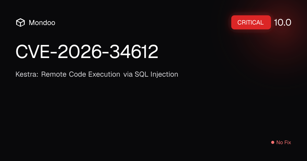 Critical SQL Injection Vulnerability in Kestra (CVE-2026-34612)