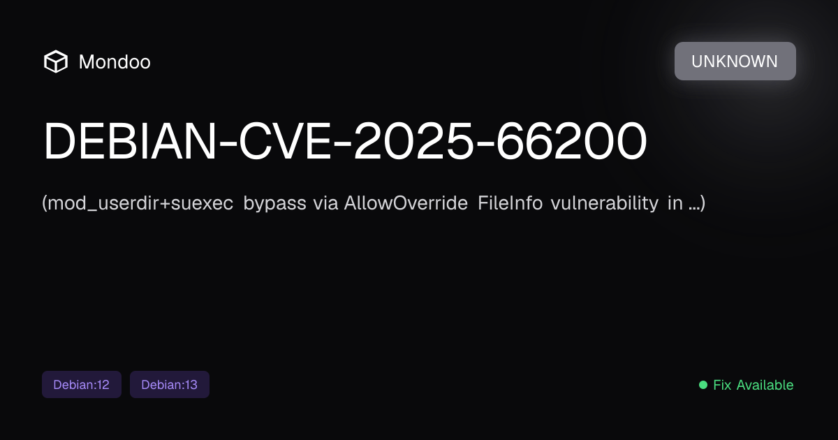 DEBIAN-CVE-2025-66200 | Mondoo Vulnerability Intelligence
