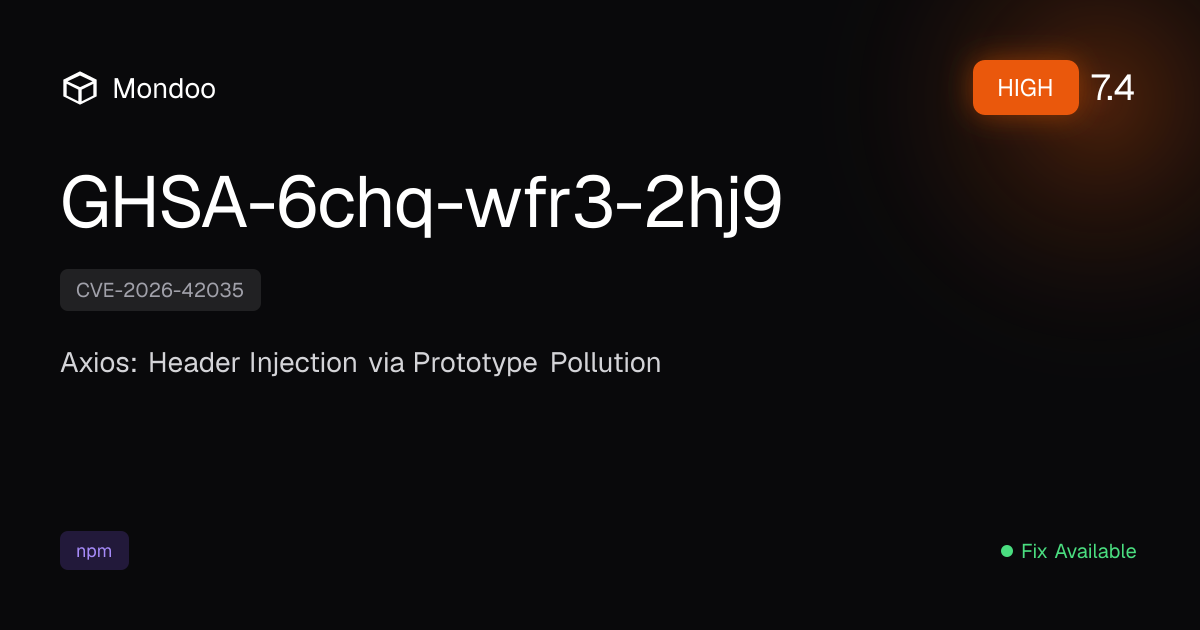 GHSA-6chq-wfr3-2hj9 | Mondoo Vulnerability Intelligence