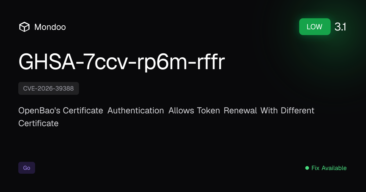 GHSA-7ccv-rp6m-rffr | Mondoo Vulnerability Intelligence