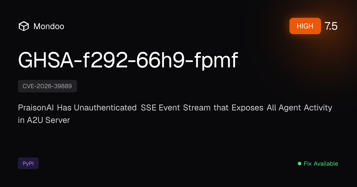 GHSA-f292-66h9-fpmf | Mondoo Vulnerability Intelligence