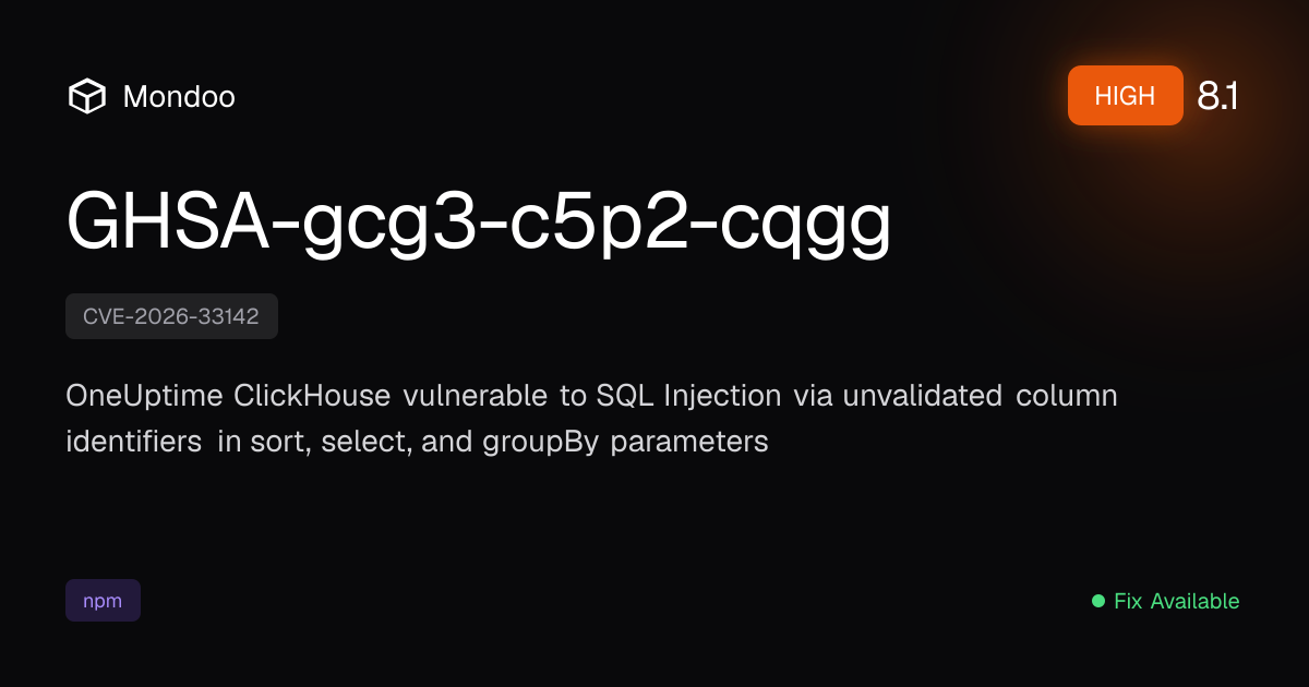 GHSA-gcg3-c5p2-cqgg | Mondoo Vulnerability Intelligence
