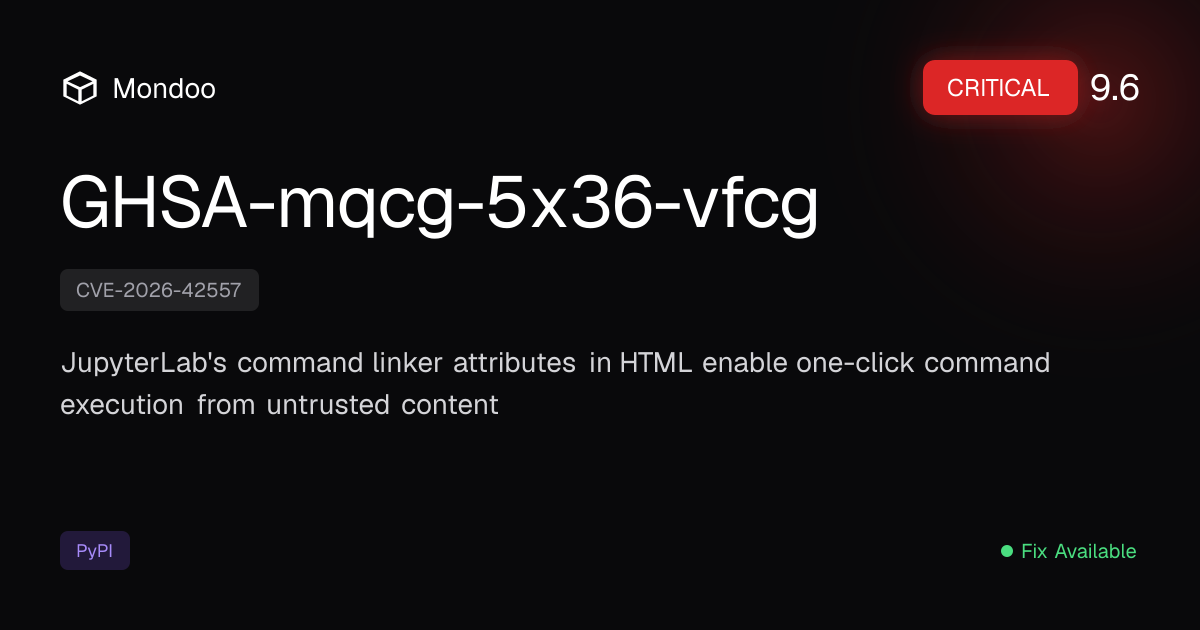 GHSA-mqcg-5x36-vfcg | Mondoo Vulnerability Intelligence