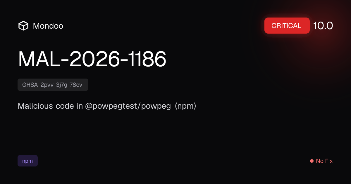 MAL-2026-1186 | Mondoo Vulnerability Intelligence