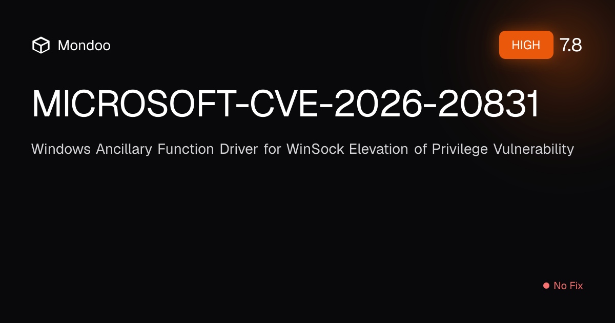 MICROSOFT-CVE-2026-20831 | Mondoo Vulnerability Intelligence