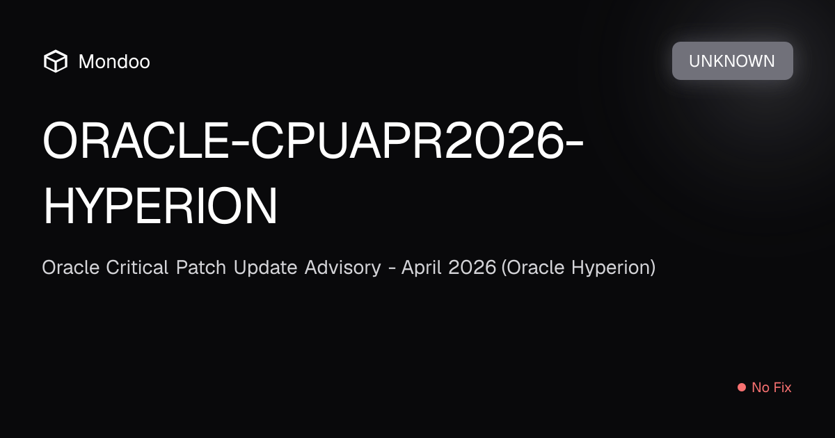 ORACLE-CPUAPR2026-HYPERION | Mondoo Vulnerability Intelligence