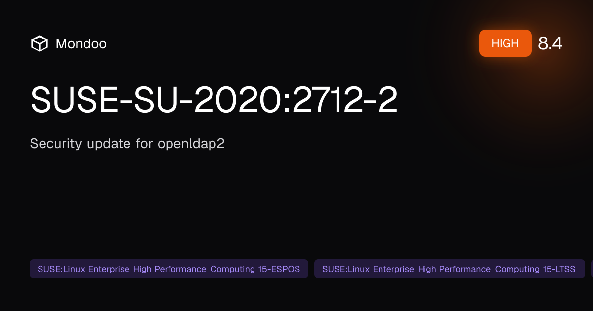 SUSE-SU-2020:2712-2 | Mondoo Vulnerability Intelligence