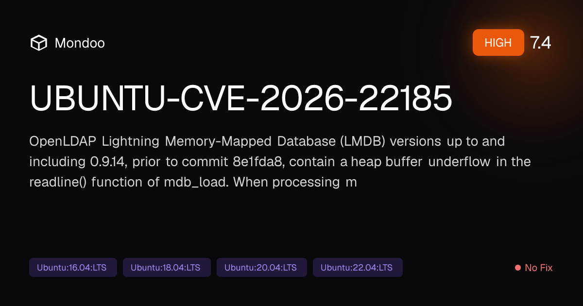 UBUNTU-CVE-2026-22185 | Mondoo Vulnerability Intelligence