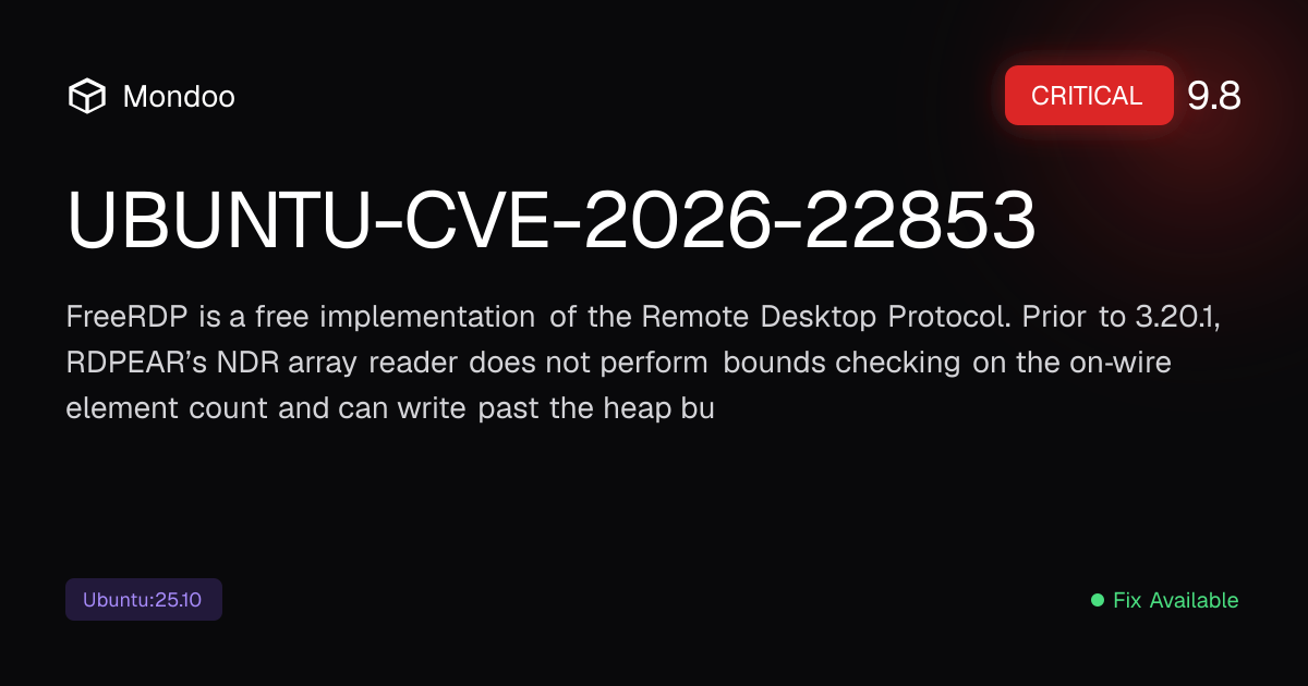 UBUNTU-CVE-2026-22853 | Mondoo Vulnerability Intelligence