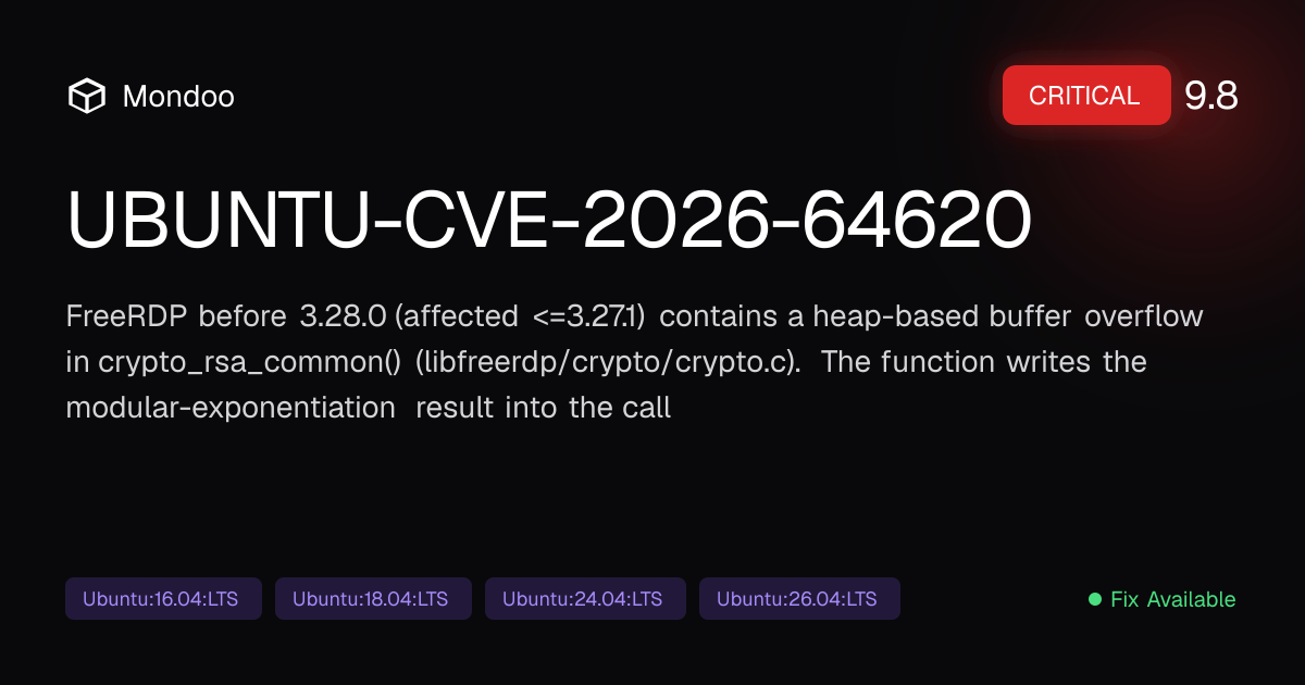 UBUNTU-CVE-2026-64620 | Mondoo Vulnerability Intelligence