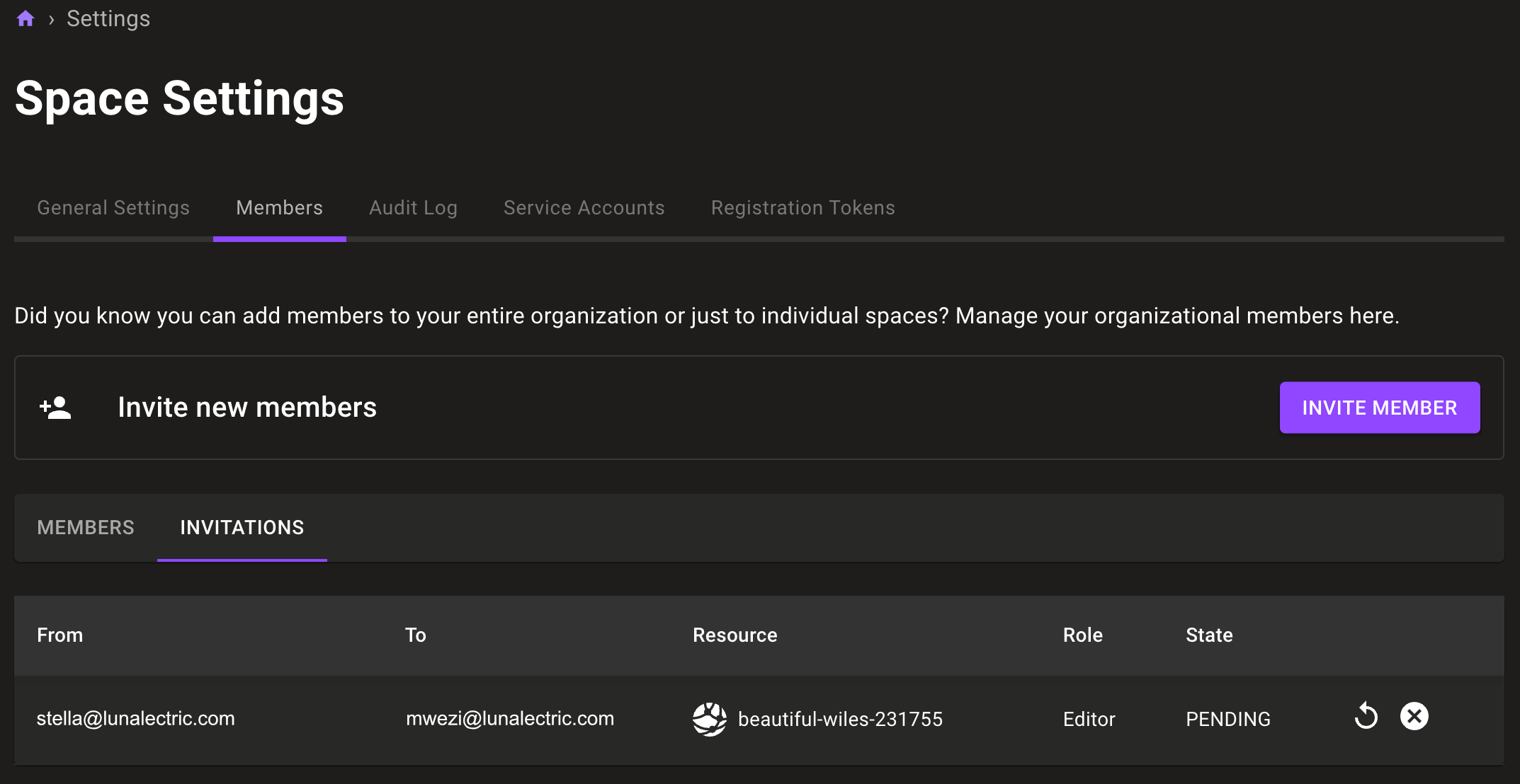 Managing team invites